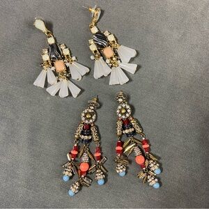 Lot Bundle of 2 Chandelier Statement Earrings Rhinestone Bead boho glam